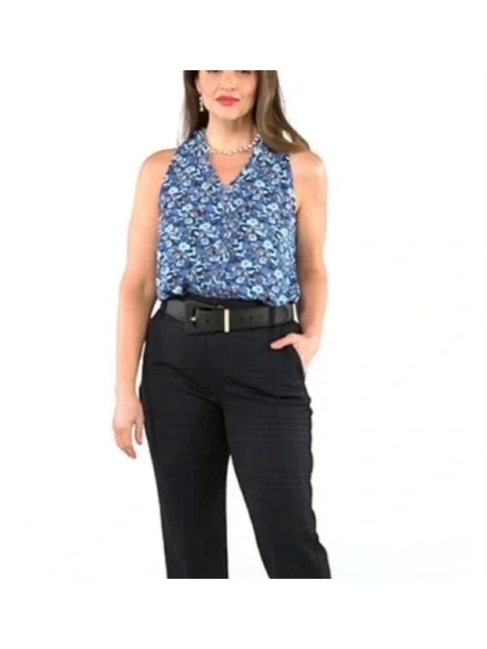 Cabi Take Two Top Blue Lagoon Floral 4349 Size M